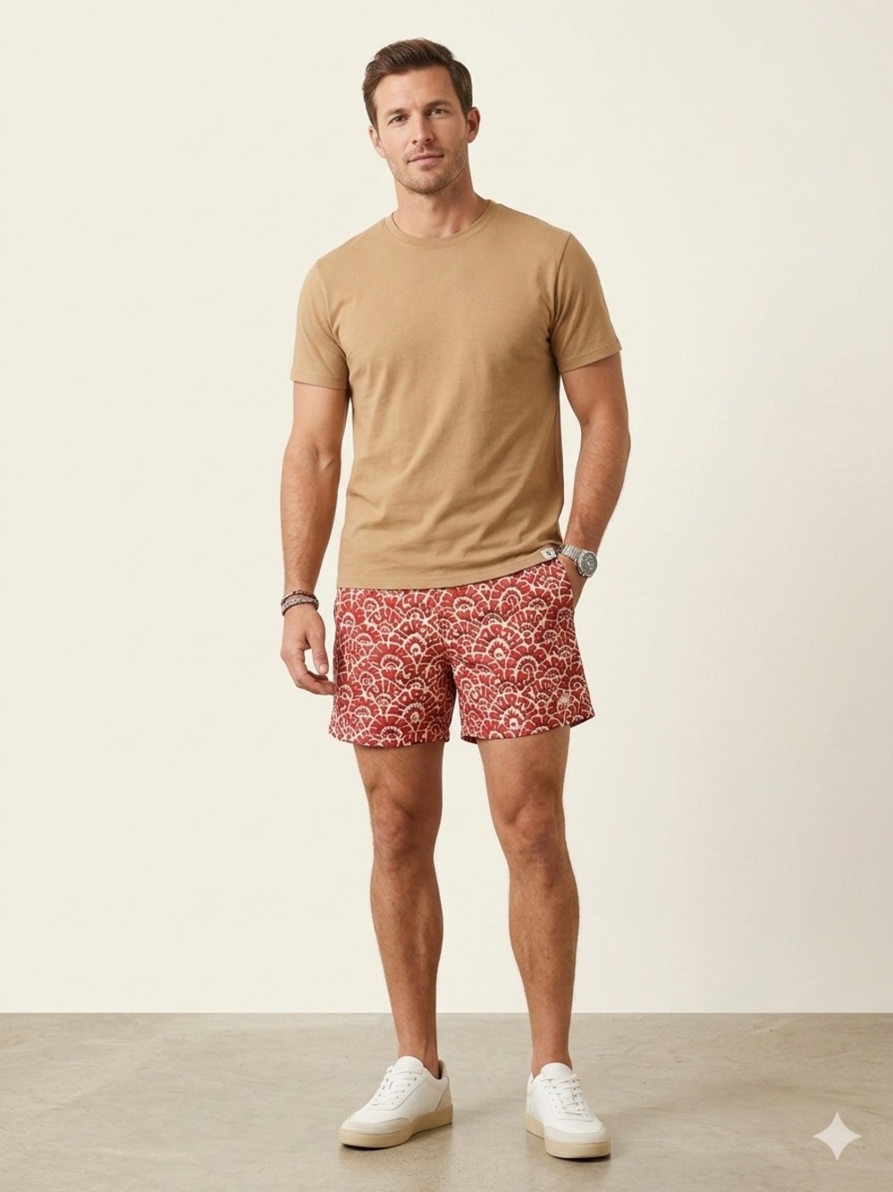The North Face Men's Class V Pull-On Shorts, red "Ashbury Floral" print. Small.